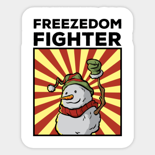 Vintage Snowman Freezedom Fighter Pun Resist Revolution Sticker